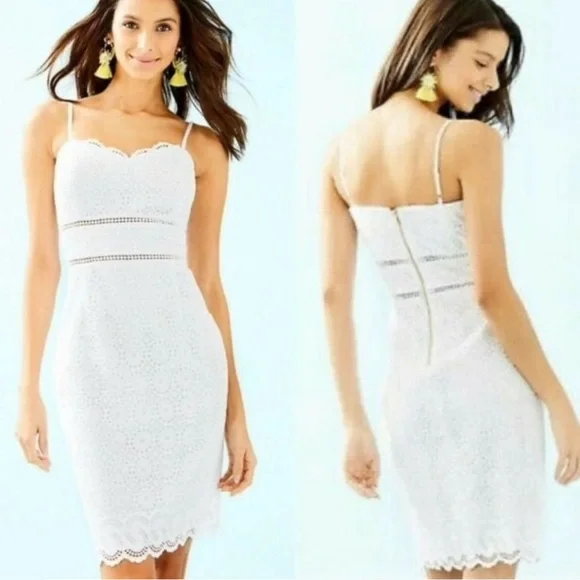 LILLY PULITZER Size 6 Jaida Sweetheart neckline White Eyelet Dress NWOT - Picture 3 of 7